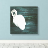 池で白鳥 キャンバスプリント (インサイチュ (ウッドフロア))
