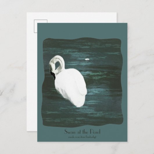 池で白鳥 ポストカード (正面/裏面)