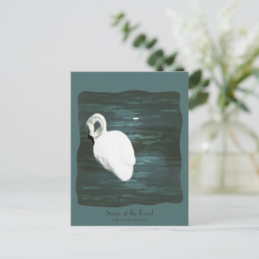 池で白鳥 ポストカード (スタンド正面)