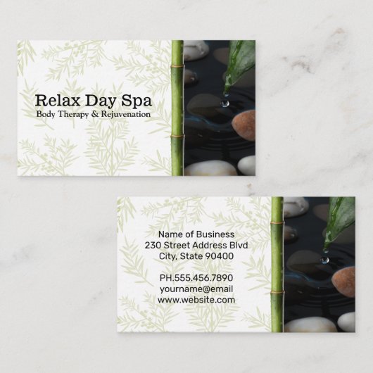 池と竹 | ハーブの枝 名刺 (正面/裏面)