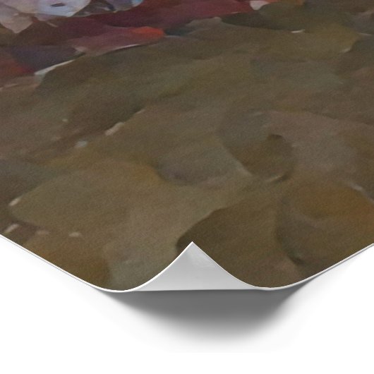 池に入った夕日の油絵画芸術ポスター ポスター (角)