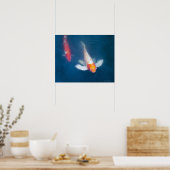 池に日本のコイ魚2匹 ポスター (キッチン)