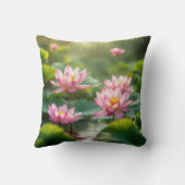 池に浮かぶピンクのハス クッション (裏面)