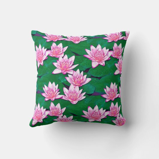 池に浮かぶピンクの睡蓮 クッション (裏面)