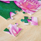 池に浮かぶピンクの睡蓮 ジグソーパズル (側面)