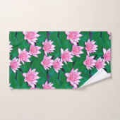 池に浮かぶピンクの睡蓮 バスタオルセット (ハンドタオル)