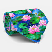 池に浮かぶピンクの蓮の花 ネクタイ (ロール)