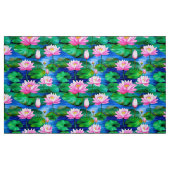 池に浮かぶピンクの蓮の花 ファブリック (ファットクウォーター)