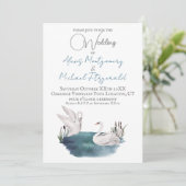 池に浮かぶロマンチックな結婚水色の白鳥 招待状 (スタンド正面)