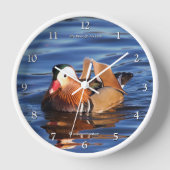 池に浮かぶ美しいまんだらんの鴨 壁時計 (正面)