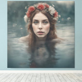 池に浮かぶ花の女性 キャンバスプリント (インサイチュ (ウッドフロア))