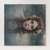 池に浮かぶ花の女性 ジグソーパズル (横)