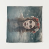 池に浮かぶ花の女性 タペストリー (正面(横))