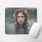 池に浮かぶ花の女性 マウスパッド (マウス)