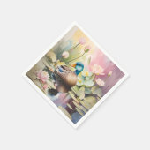 池に絵を描浮かぶ水色の鴨 スタンダードカクテルナプキン (角)