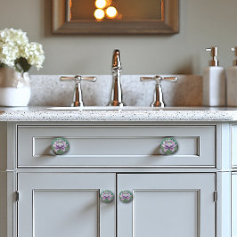 池に美しいアールデコピンクの睡蓮 セラミックノブ