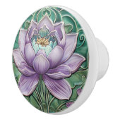 池に美しいアールデコピンクの睡蓮 セラミックノブ (右)