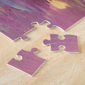 池のそばのピンクの夕日に柳の木 ジグソーパズル (側面)