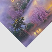 池のそばの夕暮れ時のピンクの柳 薄葉紙 (詳細)