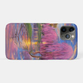 池のそばの夕暮れ時のピンクの柳 Case-Mate iPhoneケース (裏面(横))
