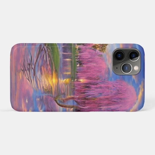 池のそばの夕暮れ時のピンクの柳 Case-Mate iPhoneケース (裏面(横))