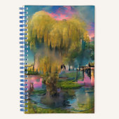 池のそばの日没の柳 ノートブック (正面)