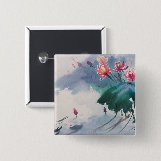 池のはす 缶バッジ (正面&裏面)