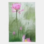 池のはすl中国人のブラシの絵画の芸術 キッチンタオル (縦)