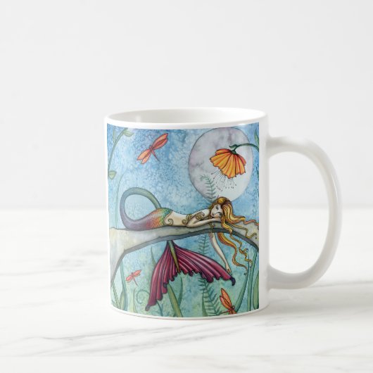 池のほとりの人魚アート コーヒーマグカップ (右)