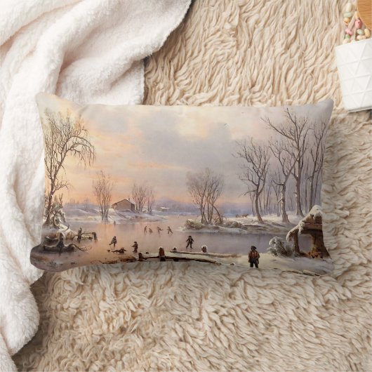 池のアイススケートの冬の雪の国の装飾用クッション ランバークッション (ブランケット)