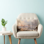 池のアイススケートの冬の雪の国の装飾用クッション ランバークッション (椅子)