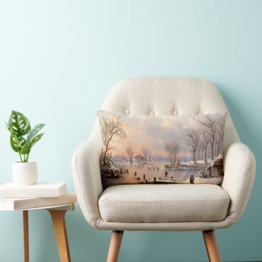 池のアイススケートの冬の雪の国の装飾用クッション ランバークッション (椅子)