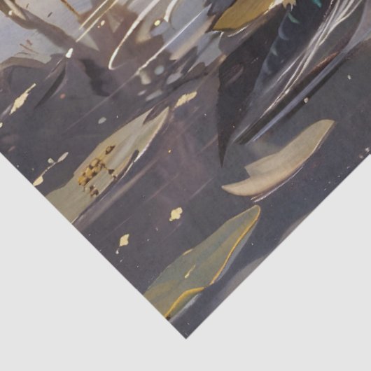 池のアートワーク上の木のアヒルの分離 薄葉紙 (詳細)