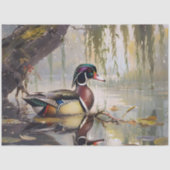 池のアートワーク上の木のアヒルの分離 薄葉紙 (正面)