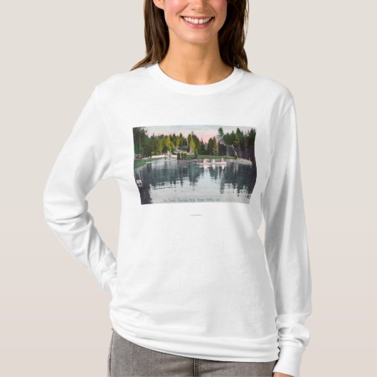 池のオリンピア公園の眺め、ボート場面 Tシャツ (正面)