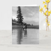 池のカウボーイ カード (黄色い花)