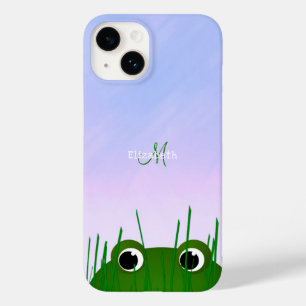 池のカエルが草の間を覗き込んモノグラムのだ Case-Mate iPhone 14ケース