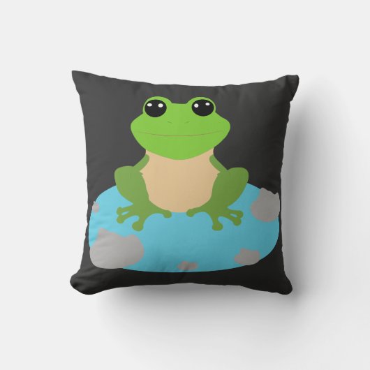 池のカエル クッション (正面)