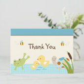 池のカエル/亀の赤ちゃんシャワーサンキューカード サンキューカード (スタンド正面)