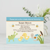 池のカエル/亀の赤ちゃんシャワー招待状 招待状 (スタンド正面)