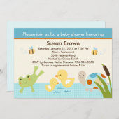 池のカエル/亀の赤ちゃんシャワー招待状 招待状 (正面/裏面)