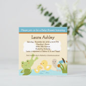 池のカエル/亀の赤ちゃんシャワー招待状 招待状 (スタンド正面)