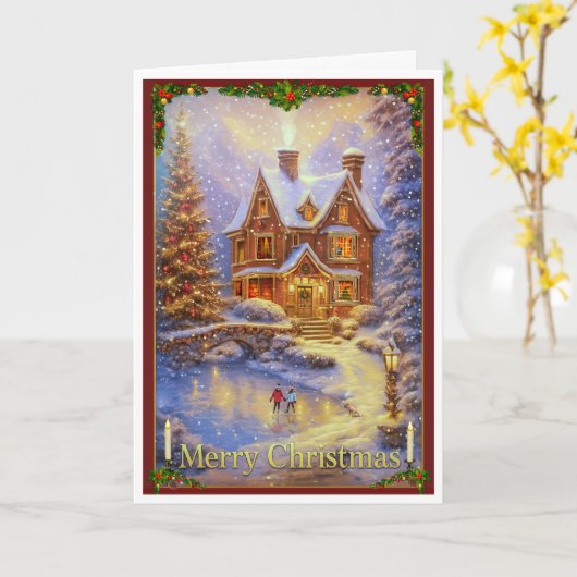 池のクリスマスの日 カード (黄色い花)