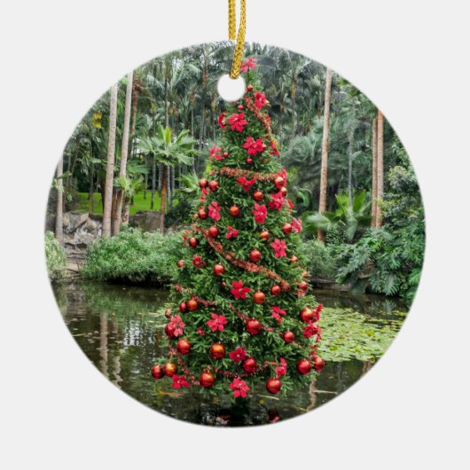 池のクリスマスツリーのクリスマスオーナメント セラミックオーナメント (正面)