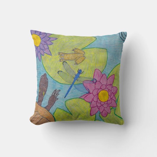 池のシーン(独身の) – 枕 (正面)