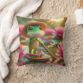 池のフロップに浮かぶカエル クッション (ブランケット)