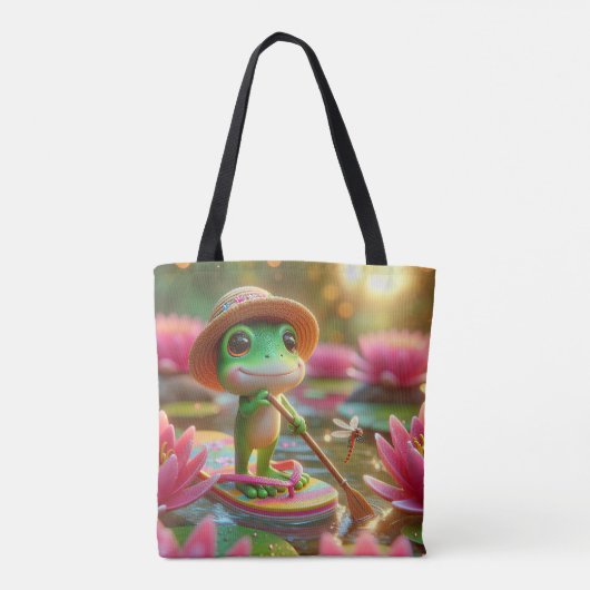 池のフロップに浮かぶカエル トートバッグ (裏面)