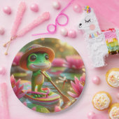 池のフロップに浮かぶカエル ペーパープレート (パーティー)