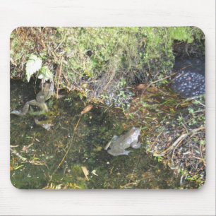 池のマウスパッドのカエルそしてカエルの卵 マウスパッド