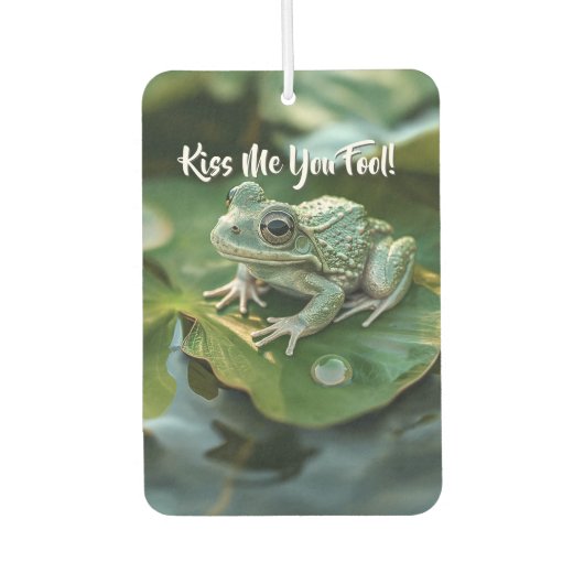 池のリリーパッドに可愛いグリーンカエル カーエアーフレッシュナー (正面)